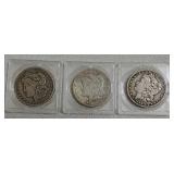 3 Morgan dollars 1890O, 1897O, 1889O