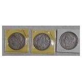 3 Morgan dollars 1899O, 1885, 1882O