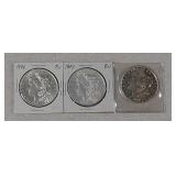 3 Morgan dollars 1898, 1890, 1921