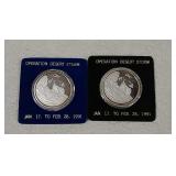 2 Desert Storm coins .999 fine silver