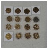 16 Gold colored state quarters