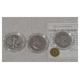 2 walking liberty & 1 Franklin half dollars