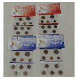 4 Uncirculated coin sets 2001 Philadelphia &