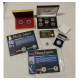 Colorized coins, gold colored coins, & sets