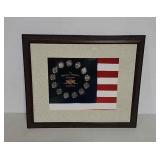 Framed original 13 colonies quarter collection