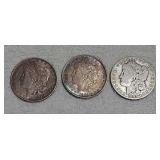 3 Morgan dollars 1883O,1901O,1899O