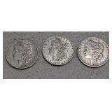 3 Morgan dollars 1881S,1887O,1879