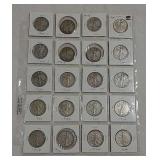 20 Walking Liberty half dollars 1943--1944