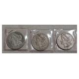 3 Morgan dollars 1878S,1887O,1900O