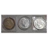 2 Morgan 1921,1890S & Peace 1922 dollars