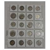20 Walking Liberty half dollars 1940--1942