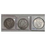 2 Morgan 1887O,1880 & 1 Peace 1923S dollars
