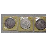 3 Morgan dollars 1900S,1883O,1900O
