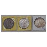 2 Morgan 1902,1889 & 1 Peace 1923 dollars