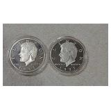 2 Clinton 1993 ten dollar silver coins