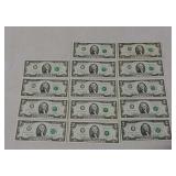 14 $2 bills
