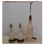 3 table lamps cream and beige