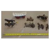 Die cast horses, buggy, carts, and people
