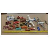 Toy planes, cars, trucks, and more
