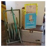 Coffee maker, cooler, and wooden hose reel