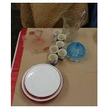 Dishes, cups, server, pitcher, & other