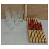 6 Peroni Nastro Azzurro glasses & knives