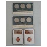 2 uncirculated pennies and Susan B Anthony