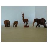 Wooden figures- elephants & gazelle