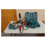 Electric Makita, Dewalt, and other drills.