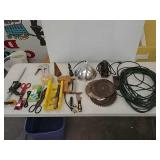 Tools, light, saw blades, cord, and more