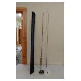 Fly fishing tubular glass pole & Fly reel