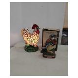 Rooster lamp and duck decanter