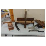 Miter box, planers, and chisel set