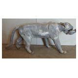 Cast aluminum mountain lion with bunny