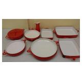 Dansk pitcher, baking dishes, platters, & lid