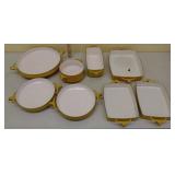 Dansk baking pans, servers, and pot (yellow)