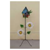 Tin art hummingbird/ daisy birdhouse
