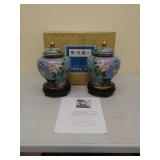 Cloisonne ware urns matched pair
