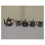 Silver plate tea set and more