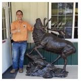 Elk statue cast aluminium