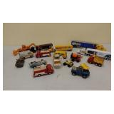 Diecast toy semi, trucks, and others