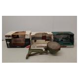 Die cast toy tractor boxes and implement light