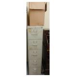 1, 5 drawer file cabinet full of supplies full box