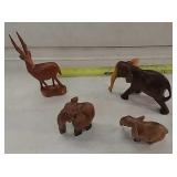 4 wooden animals