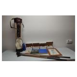 Golf hickory shaft clubs, Balata balls, lit & more