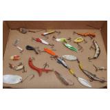 Assorted fishing lures spinners and more