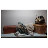 Assrtd baskets, quilt, blankets and more