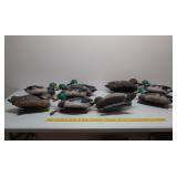 9 rigged Mallard decoys