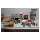 Fishing lot, minnow trap, light, tackle and more