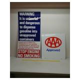 SSA.stop engine,DST.AAA gas island signs